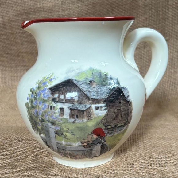Vintage Other - Vintage Blanchardon Fabrication French Pitcher Vase Milk Jug Girl At Well